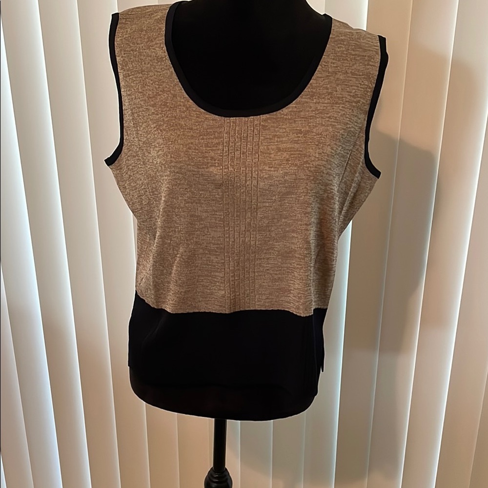 Ming Wang Tan Sleeveless Boxy Tank Top